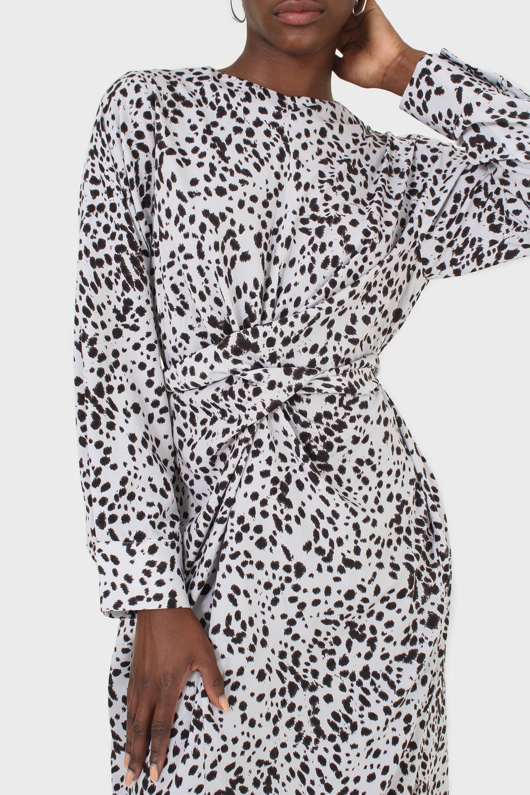 Light blue animal print cross over waist maxi dress_7