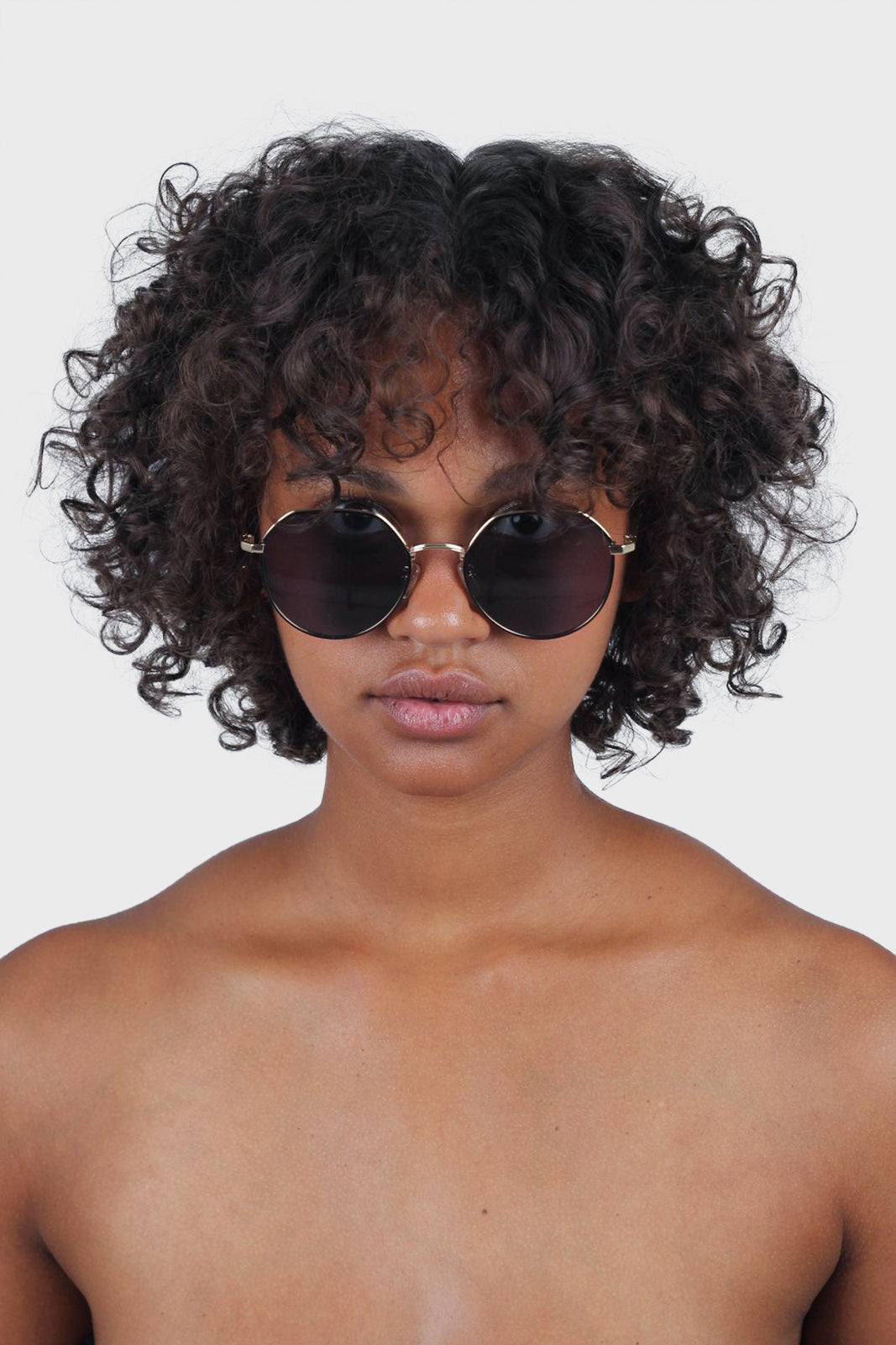 Gold trim black lens angled aviator sunglasses_3