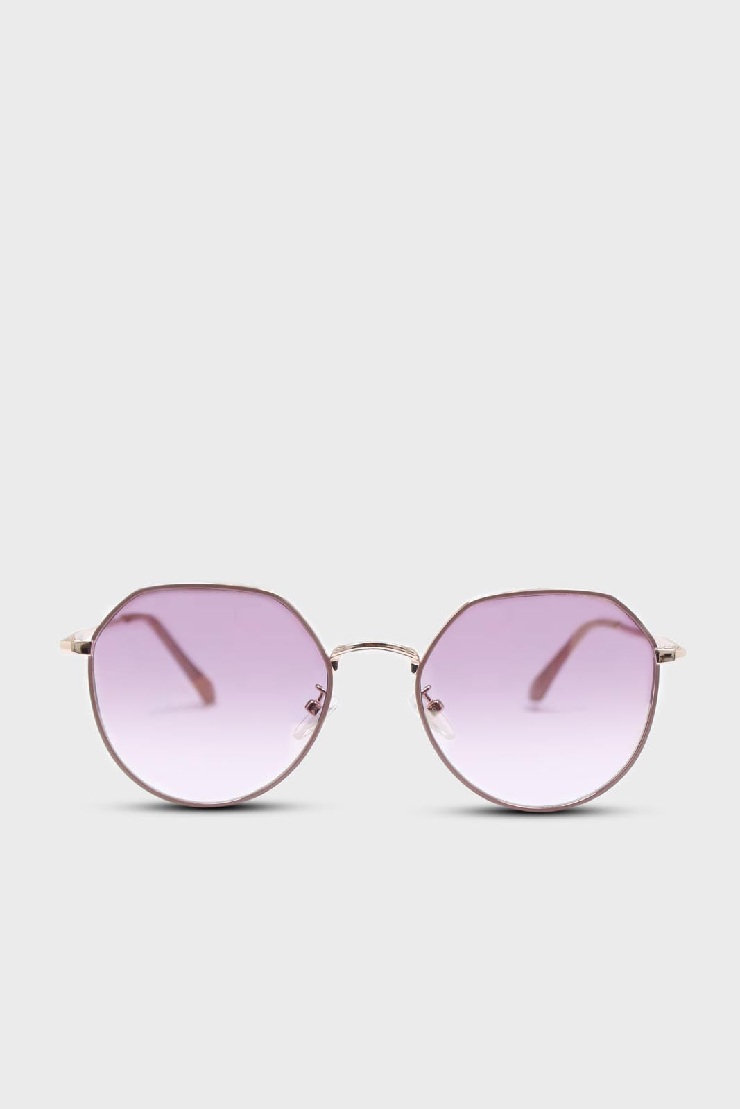 Pink trim dusty pink lens angled aviator sunglasses_1