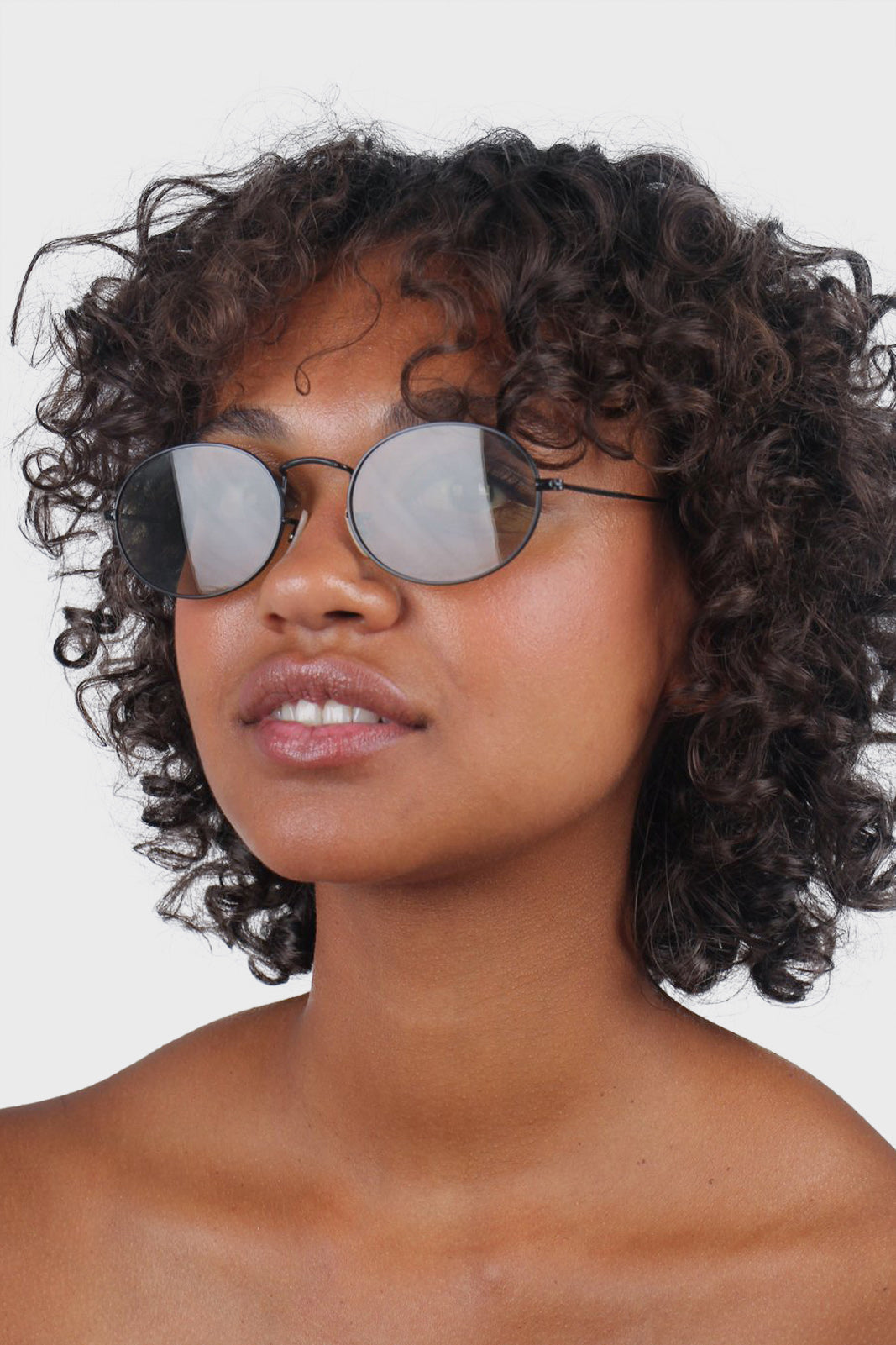 Smoked black frame small oval lens sunglasses_2