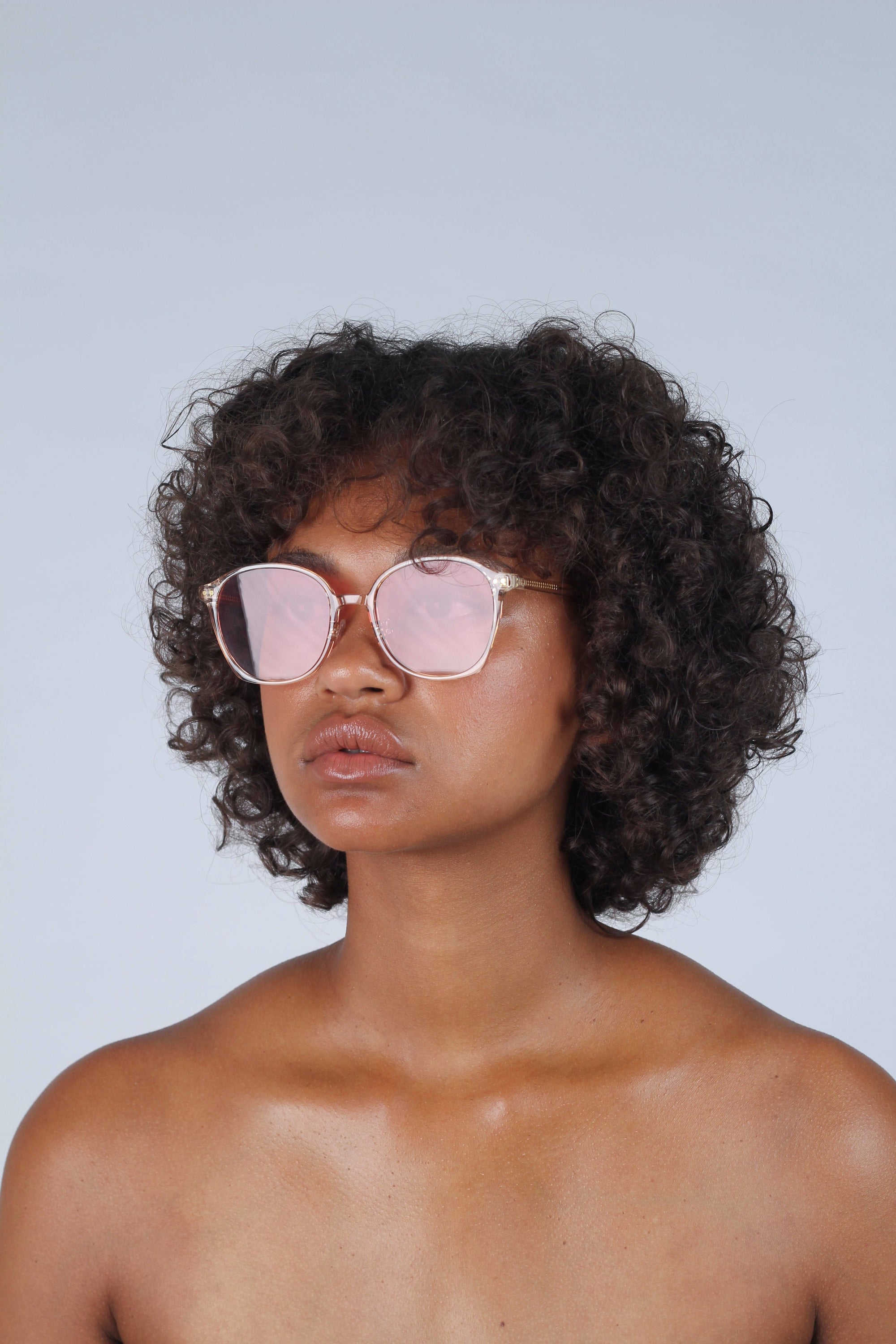 Pink perspex frame classic sunglasses_7