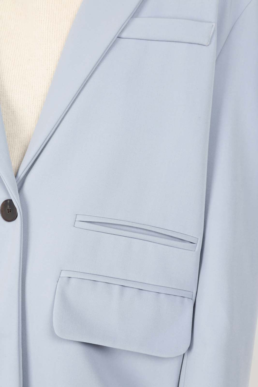 Powder blue contrast button oversized blazer_13