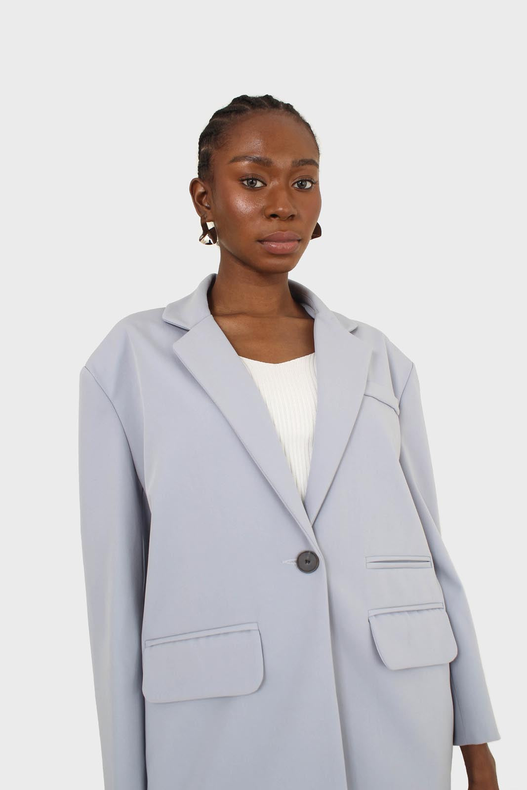 Powder blue contrast button oversized blazer_7