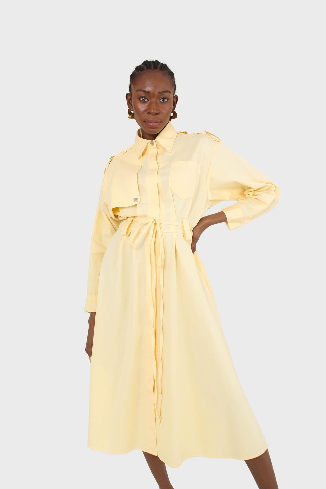 Lemon button front utility maxi dress_8