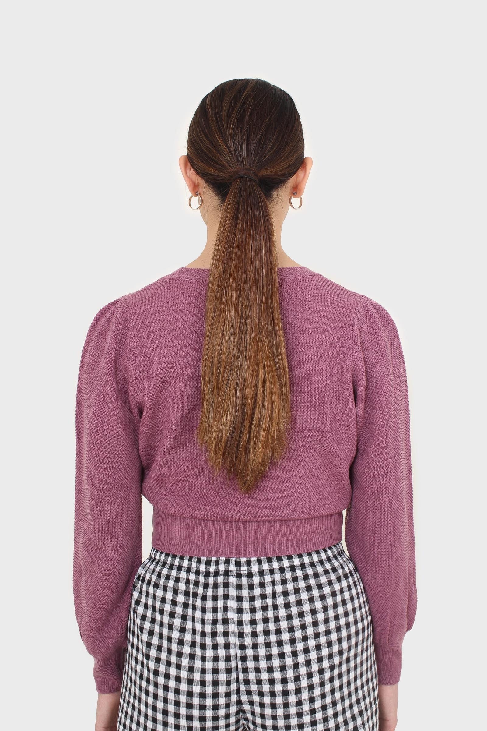 Purple balloon sleeve crop jumper_4