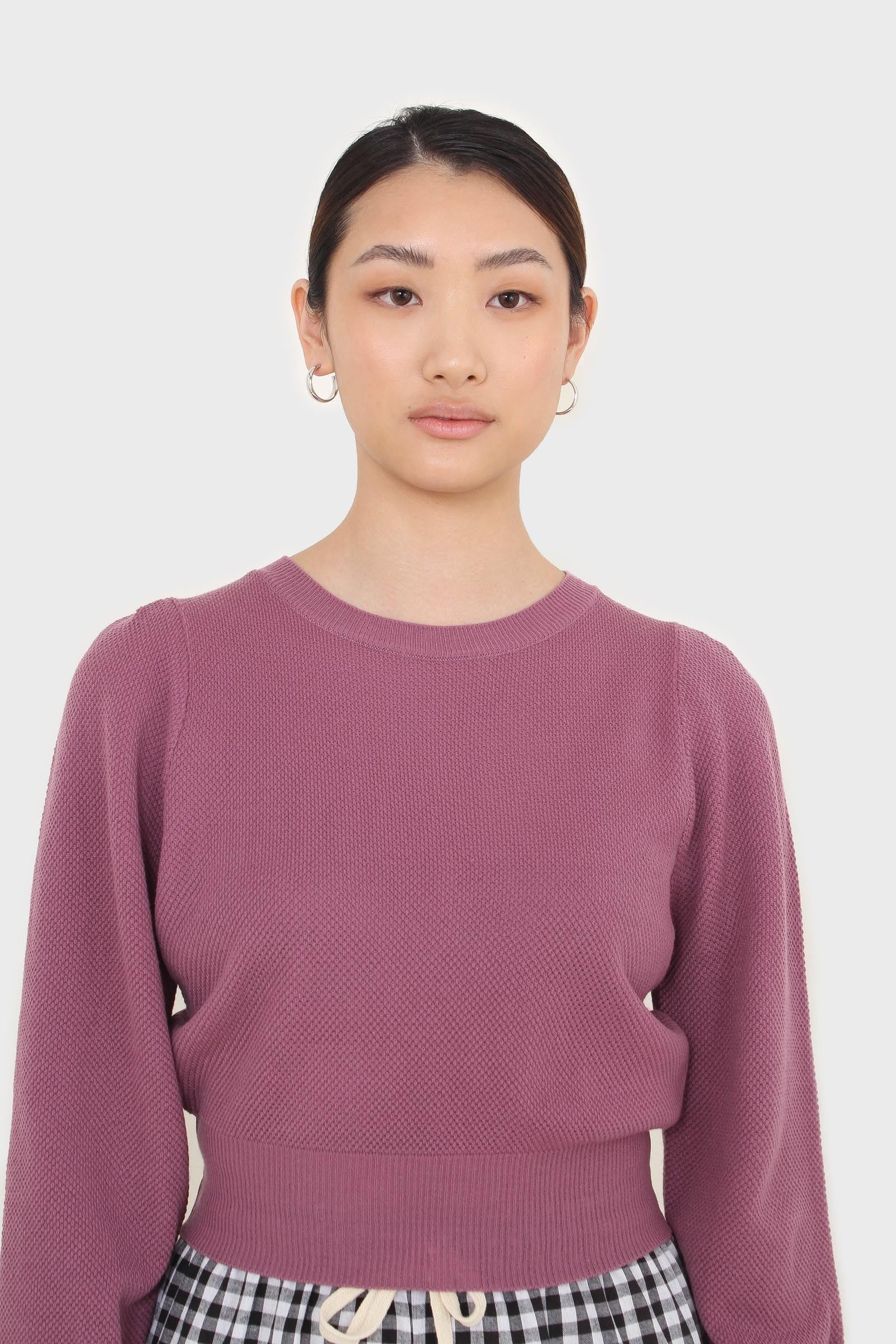 Purple balloon sleeve crop jumper_7