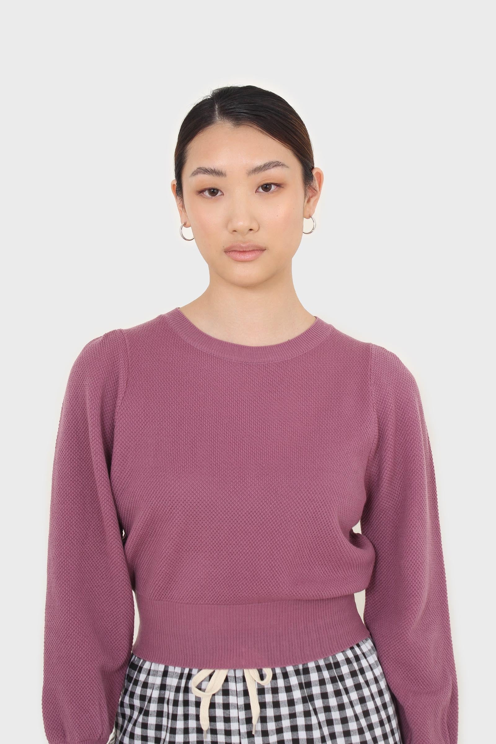 Purple balloon sleeve crop jumper_2