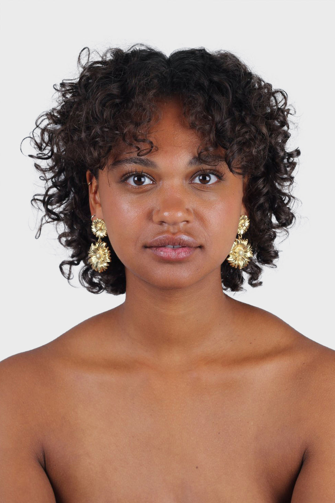 Gold daisy double drop earrings_2