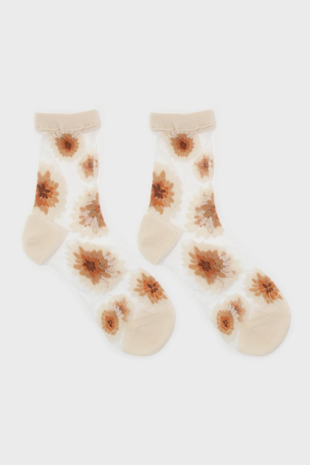 Camel large daisy sheer socks_3