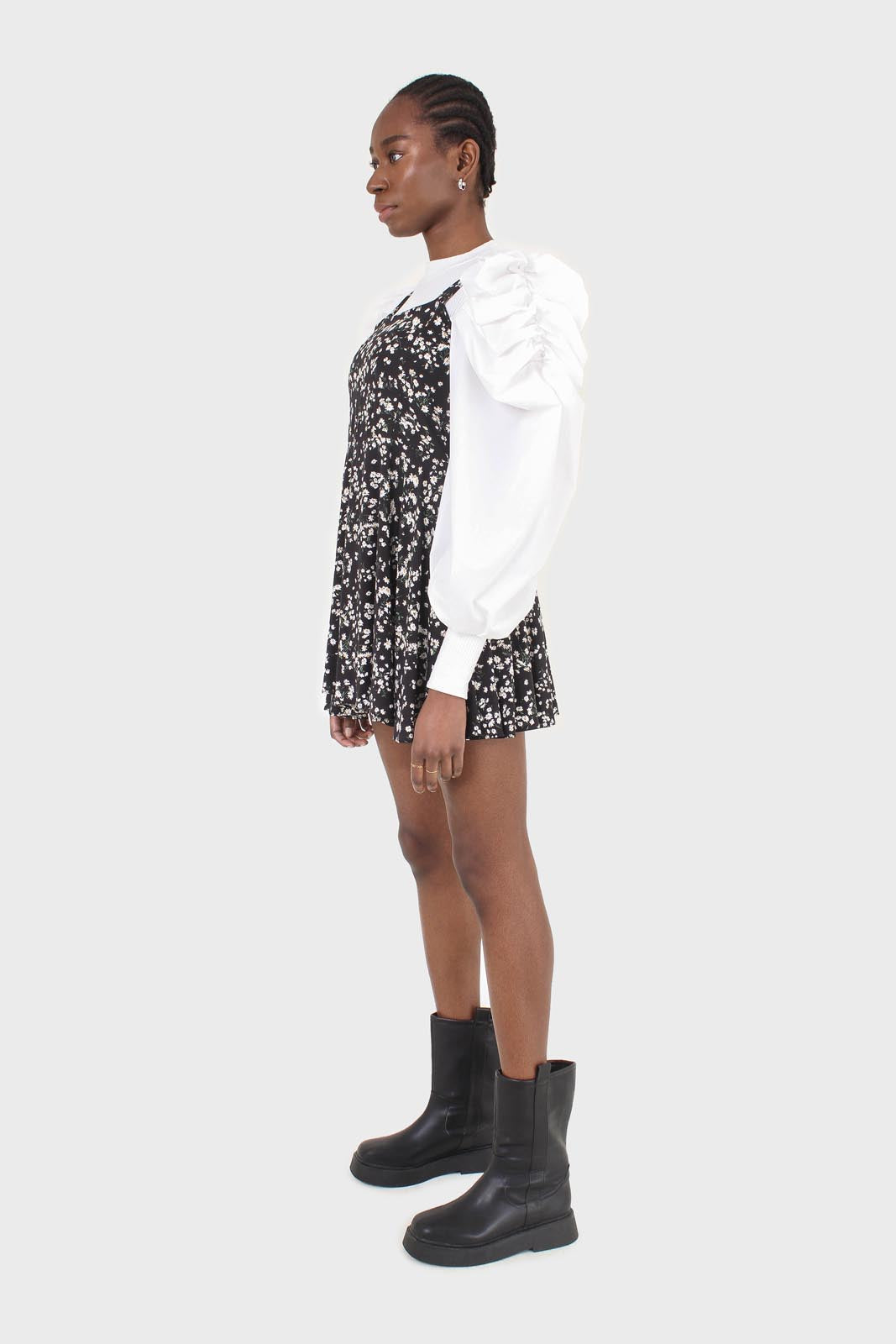 Black wildflower print mini dress_14