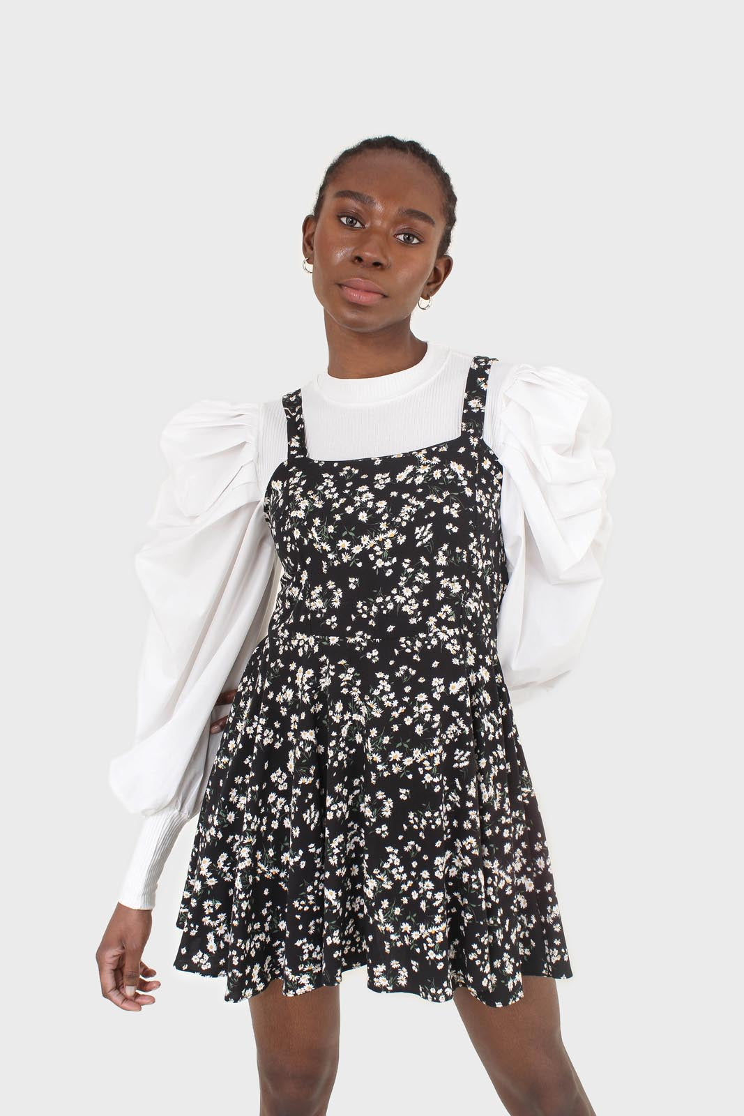 Black wildflower print mini dress_12