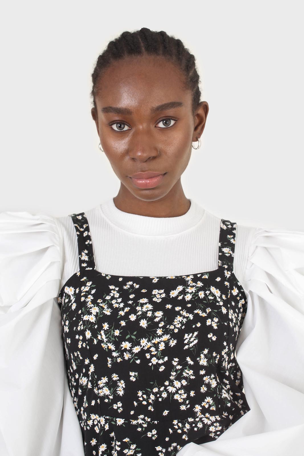 Black wildflower print mini dress_15