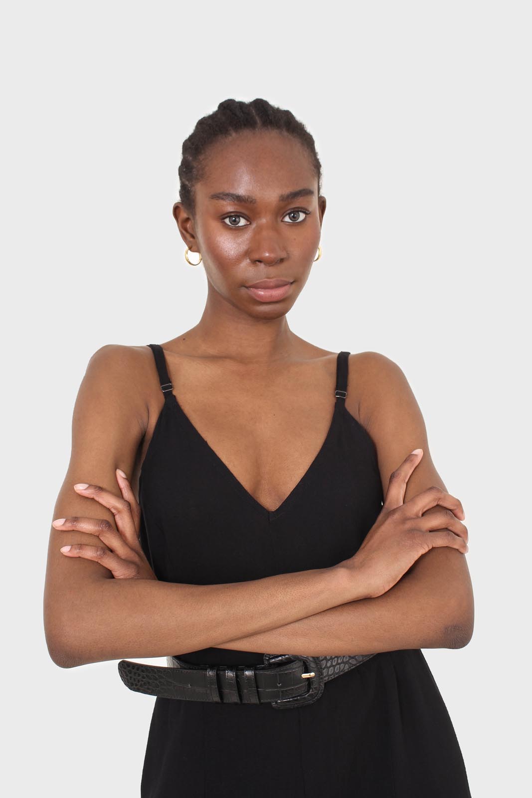 Black deep V spaghetti strap jumpsuit_4