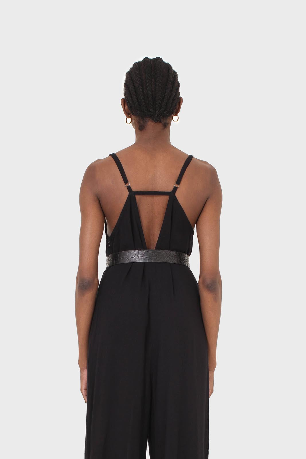 Black deep V spaghetti strap jumpsuit_6