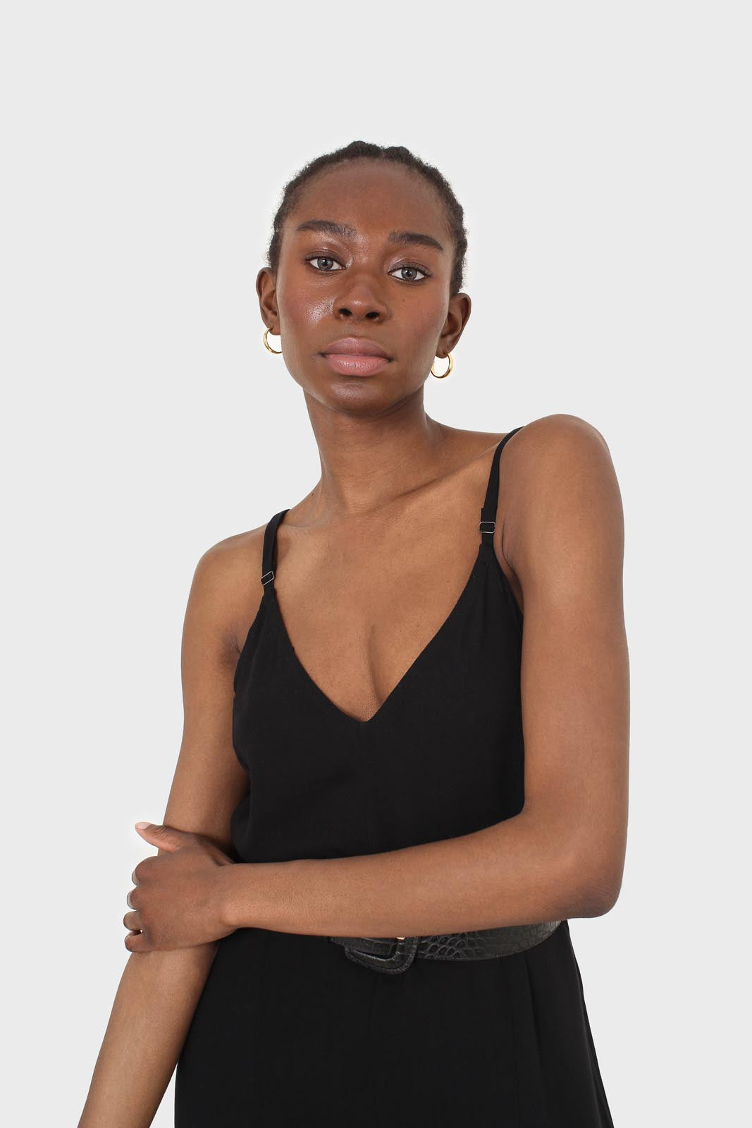 Black deep V spaghetti strap jumpsuit_9