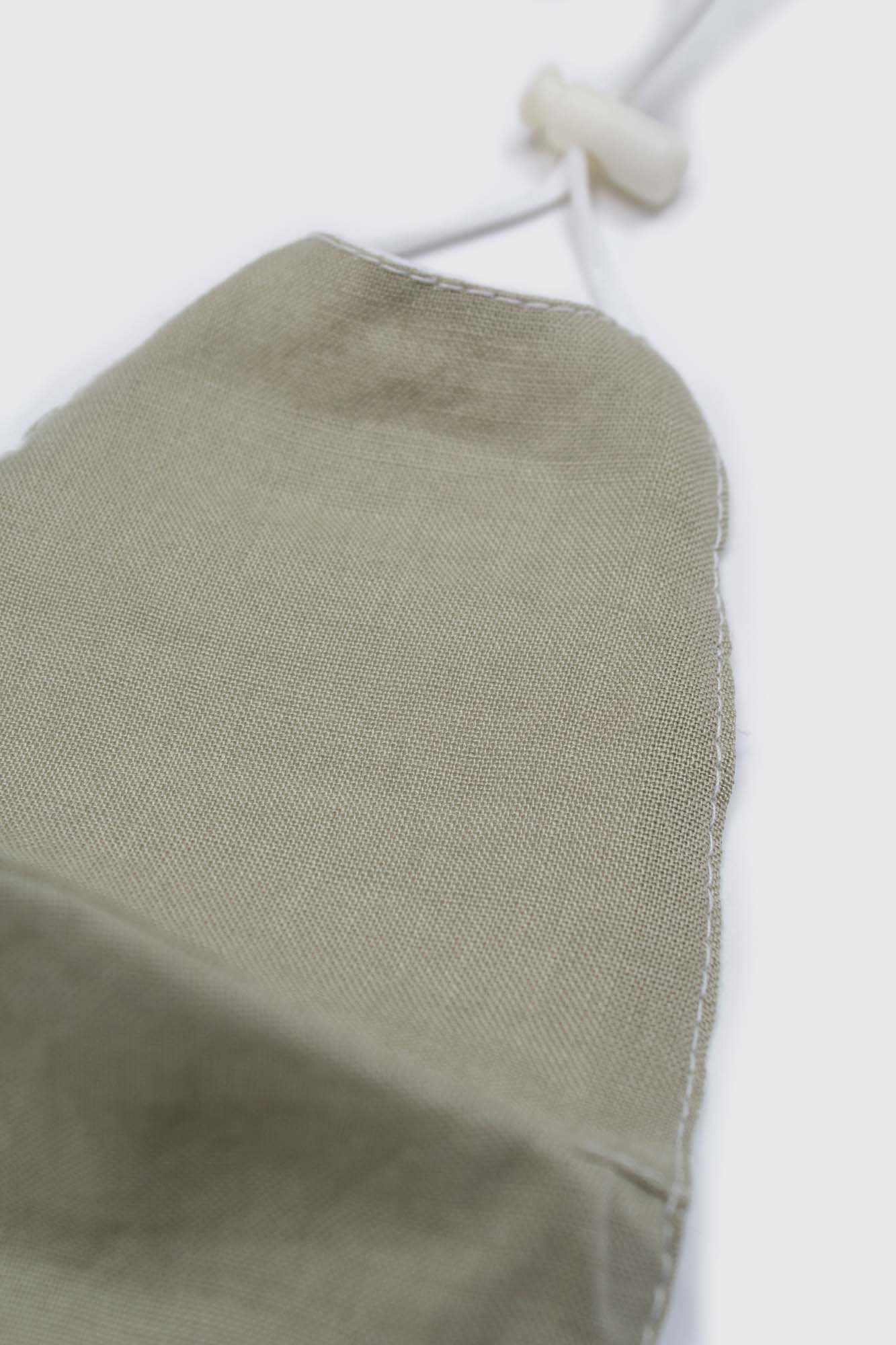 Khaki pure linen face mask_1