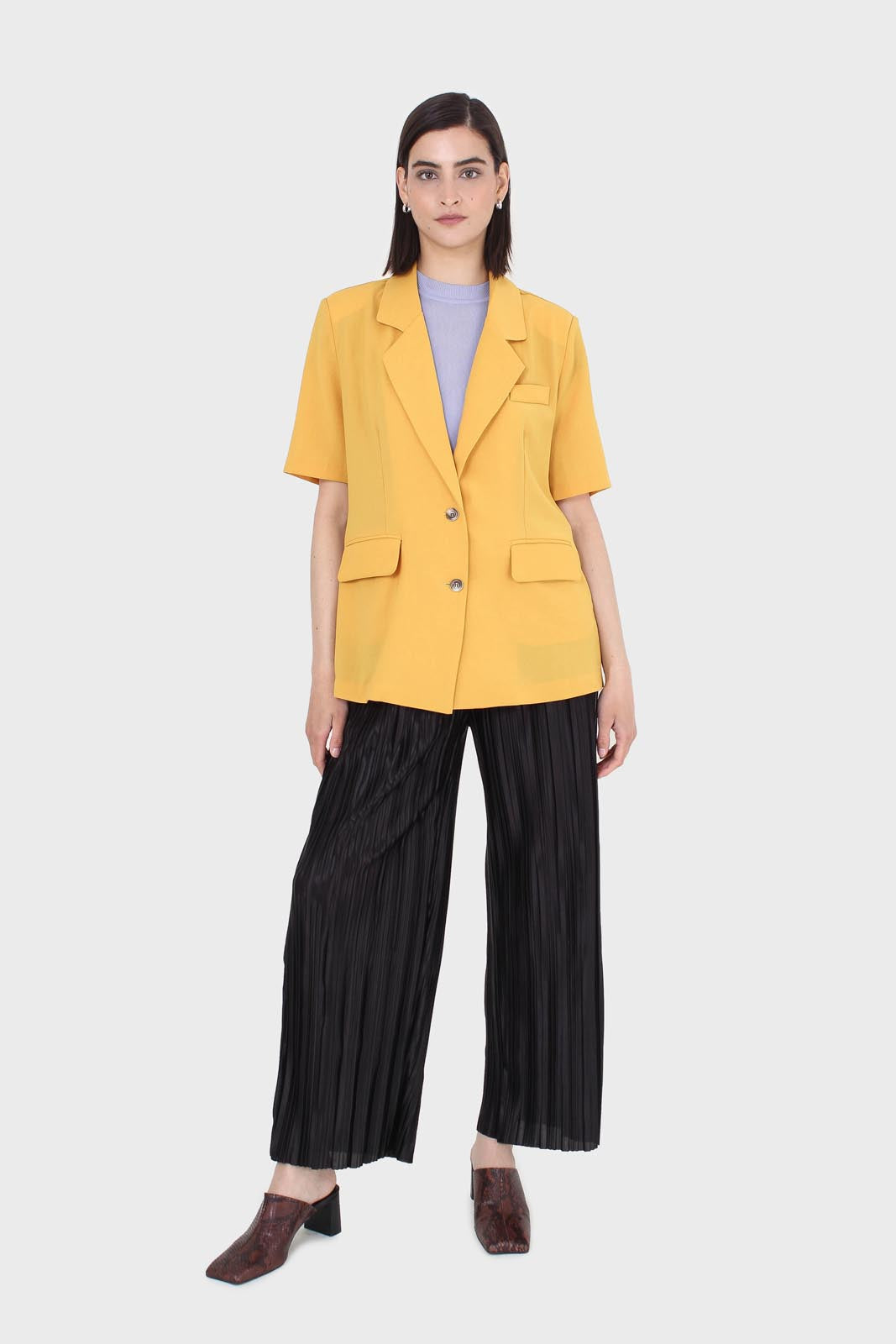 Black micro pleat tie waist trousers_5