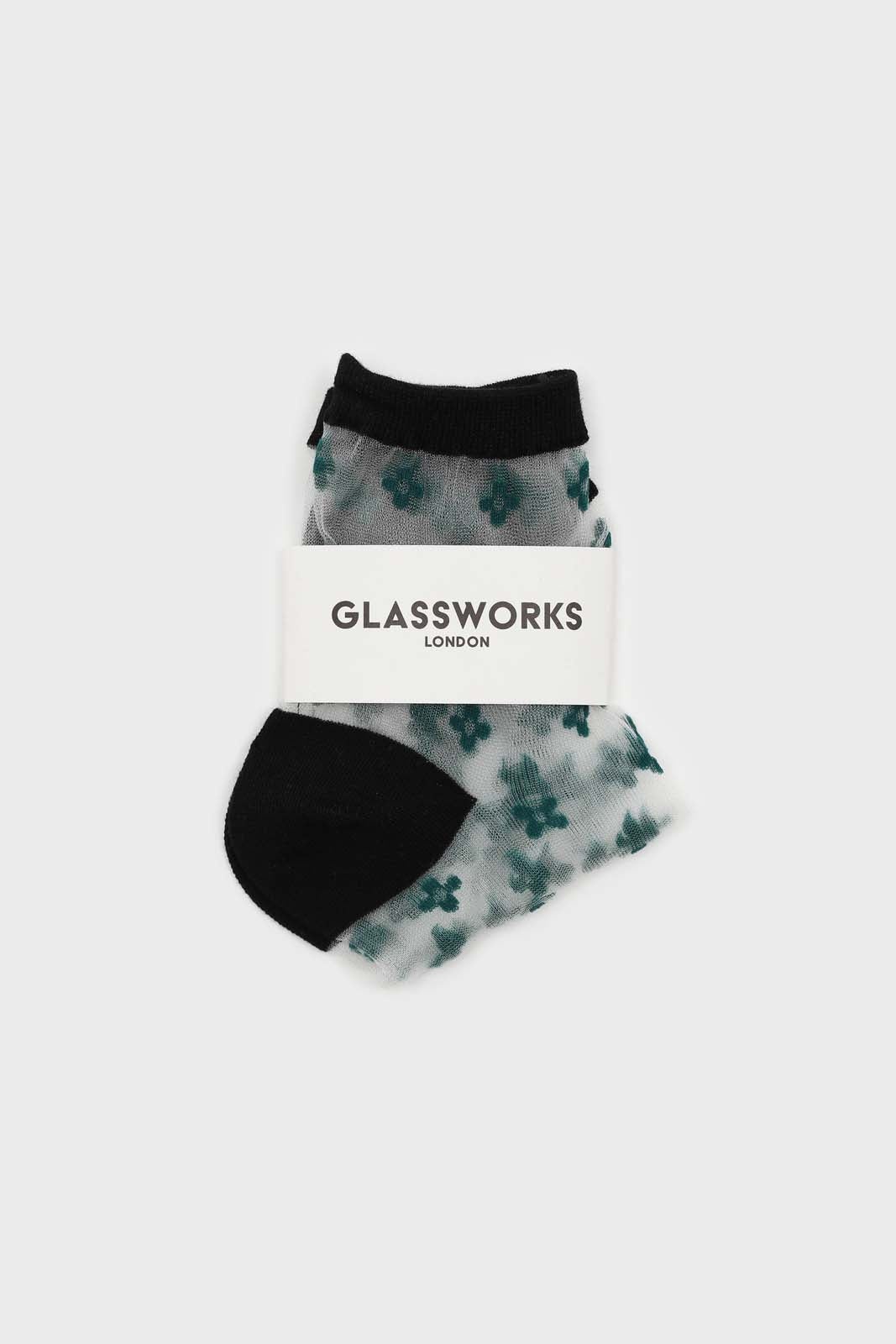 Green clover sheer black trim socks_3