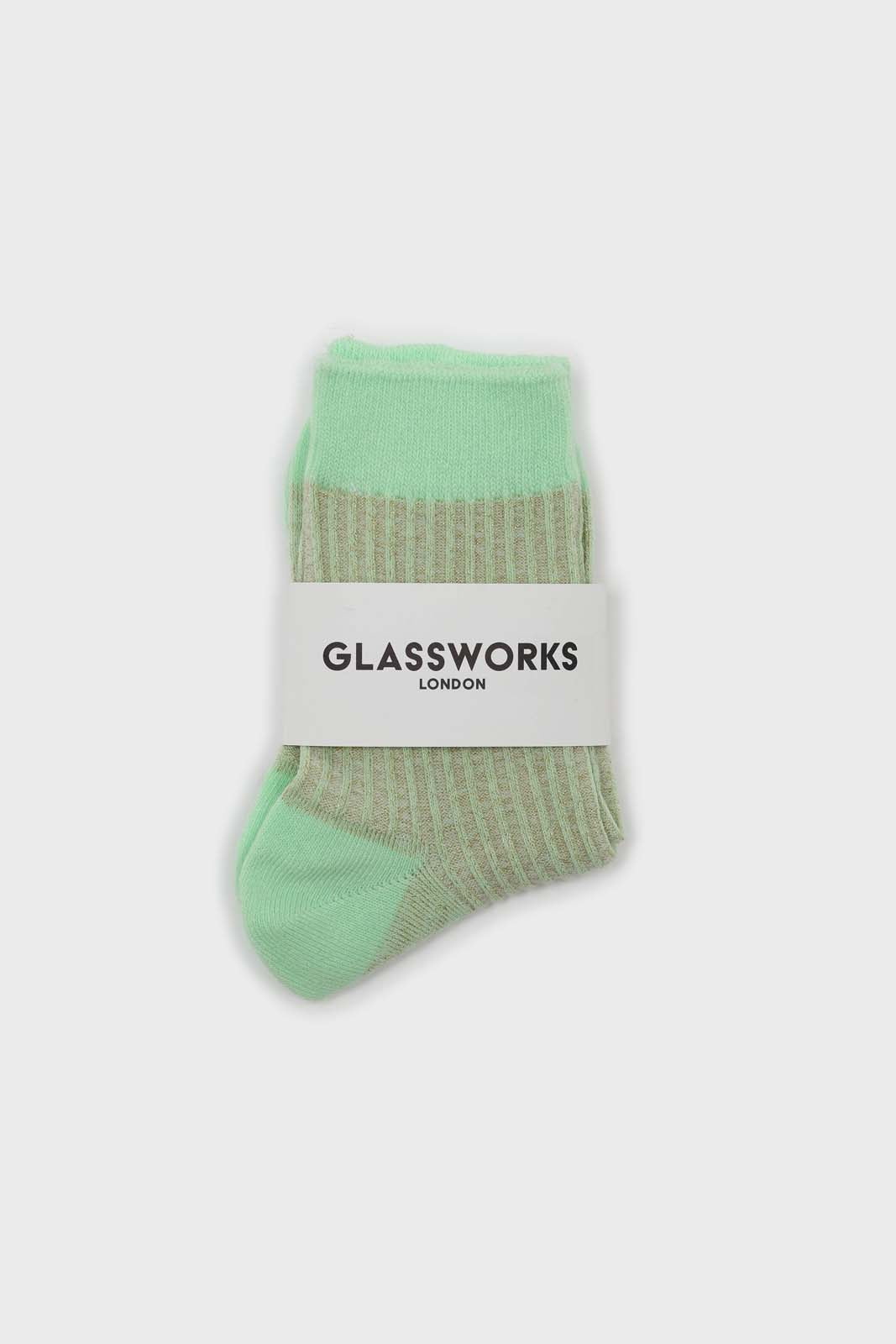 Pastel green metallic vertical stripe socks_3