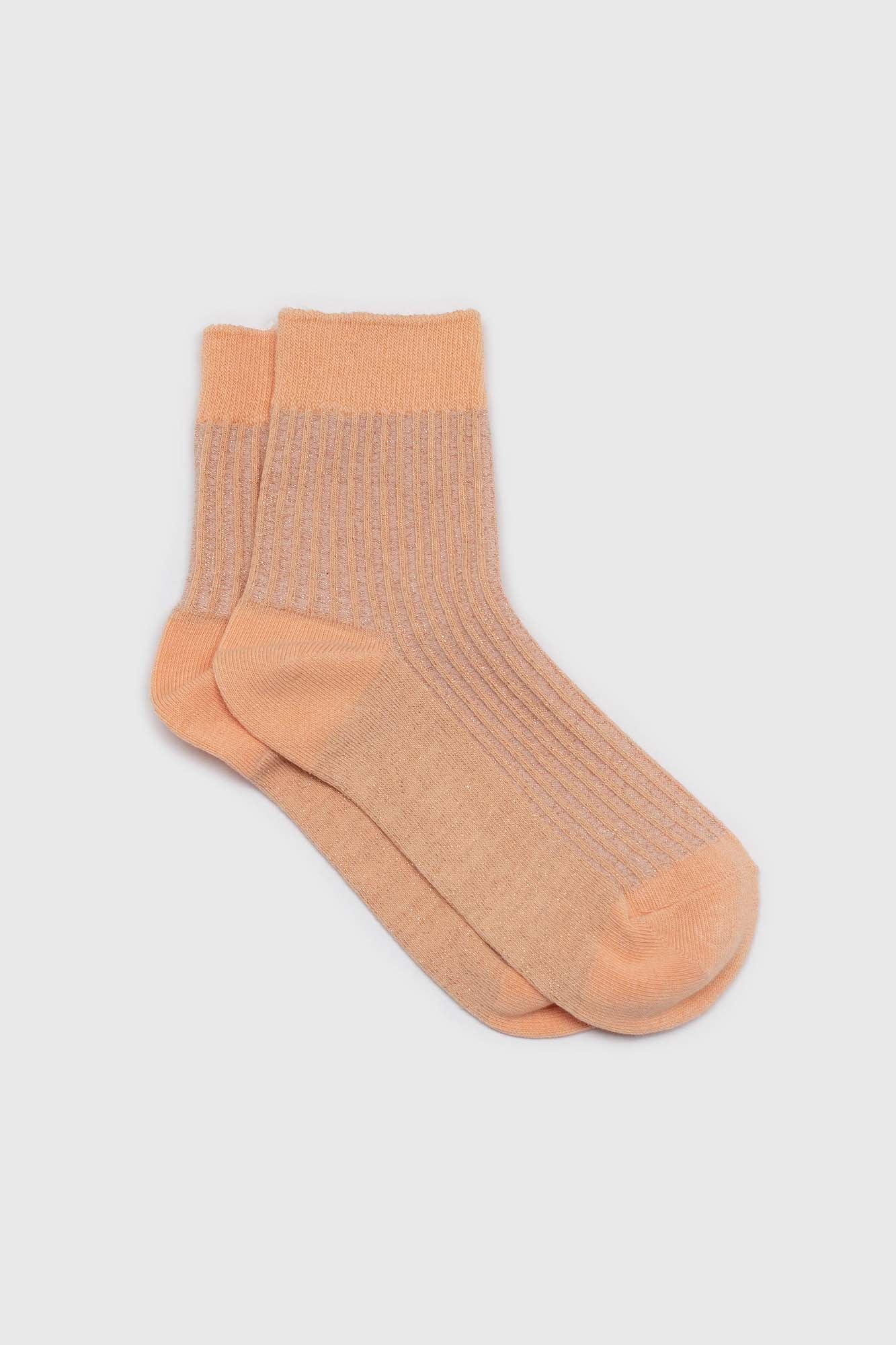 Sherbet orange metallic vertical stripe socks_1