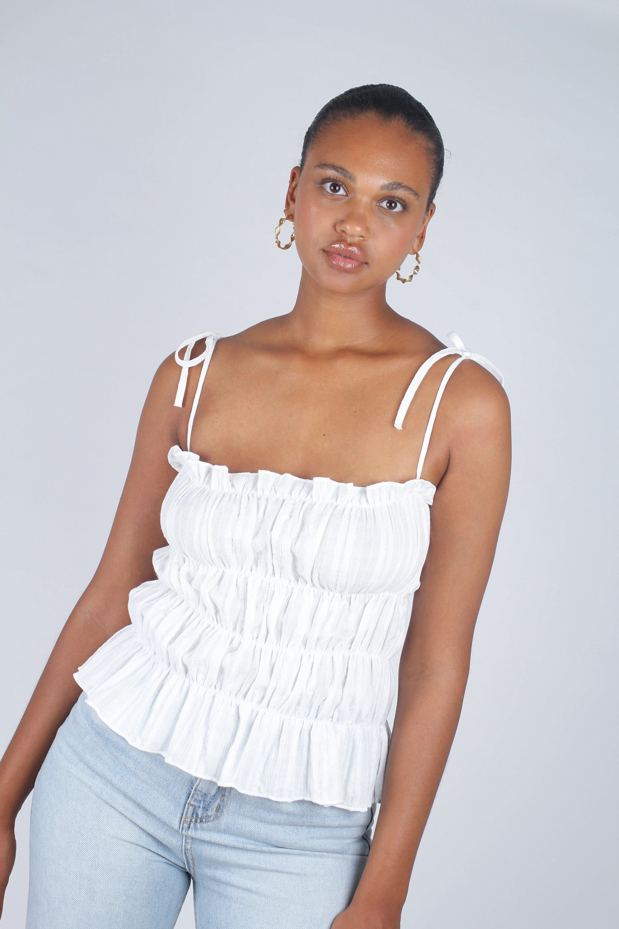 White smocked tie strap tank_10