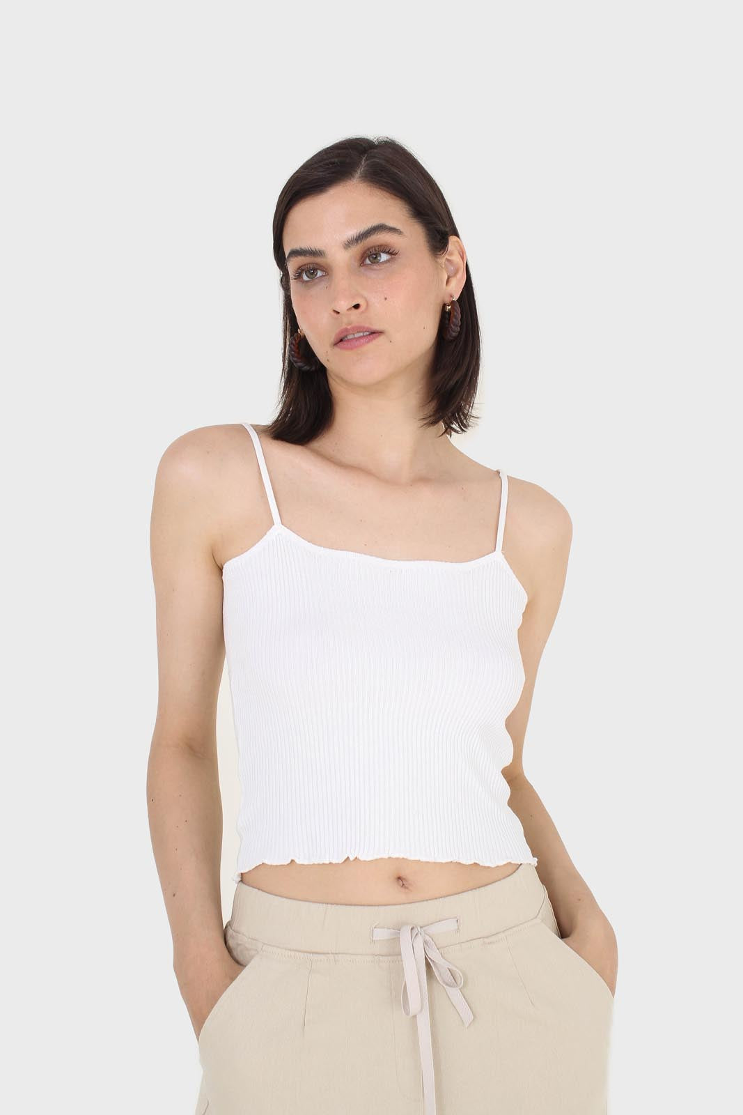 Ivory wave trim strappy knit tank_5