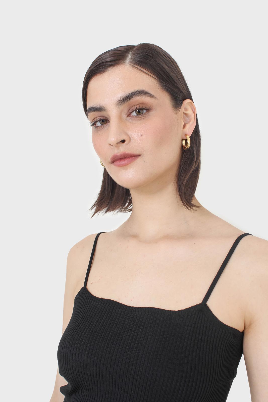 Black wave trim strappy knit tank_5