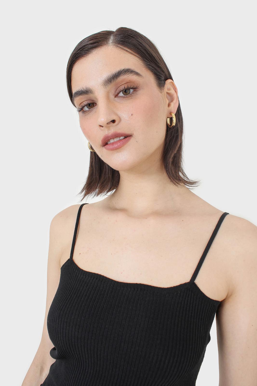 Black wave trim strappy knit tank_3