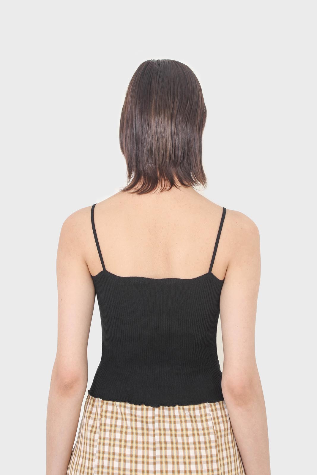 Black wave trim strappy knit tank_2