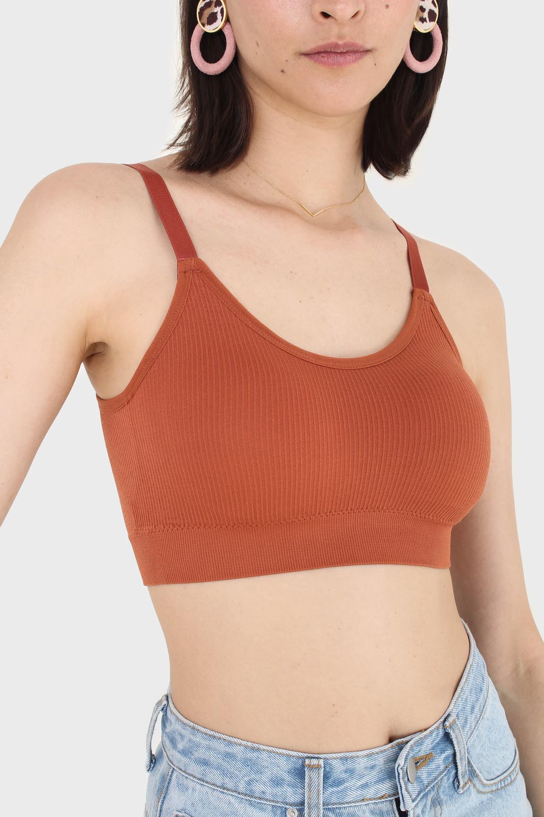 Rust ribbed bra top_1