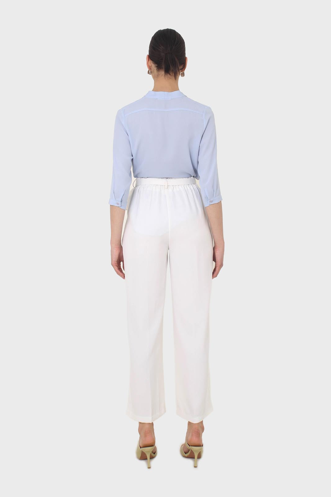 Ivory smart wide leg panel belted trousers_6