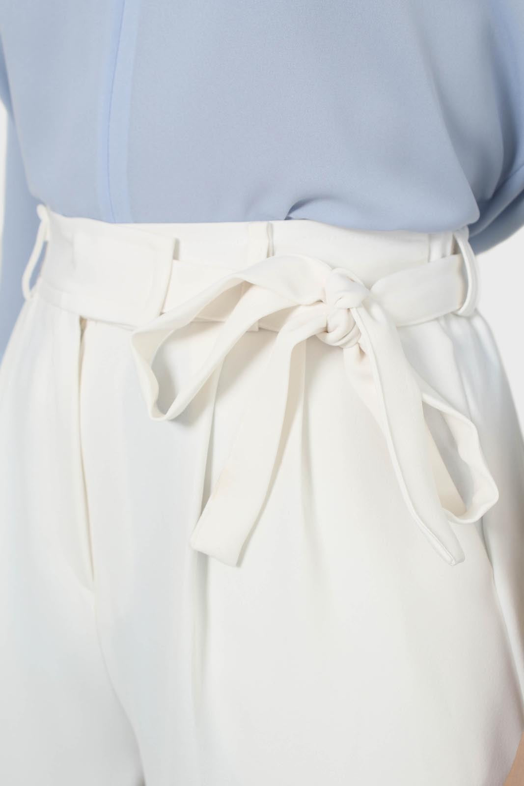 Ivory smart wide leg panel belted trousers_2
