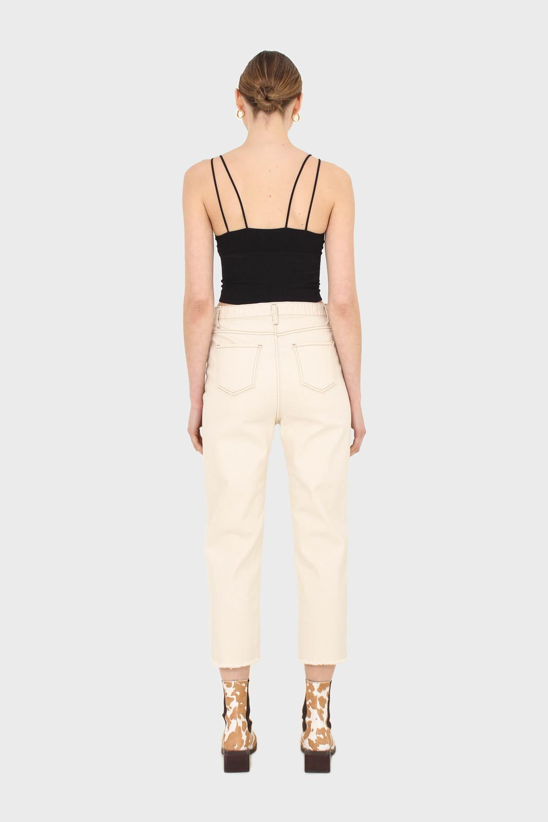 Ivory and beige contrast stitch jeans - 957_8