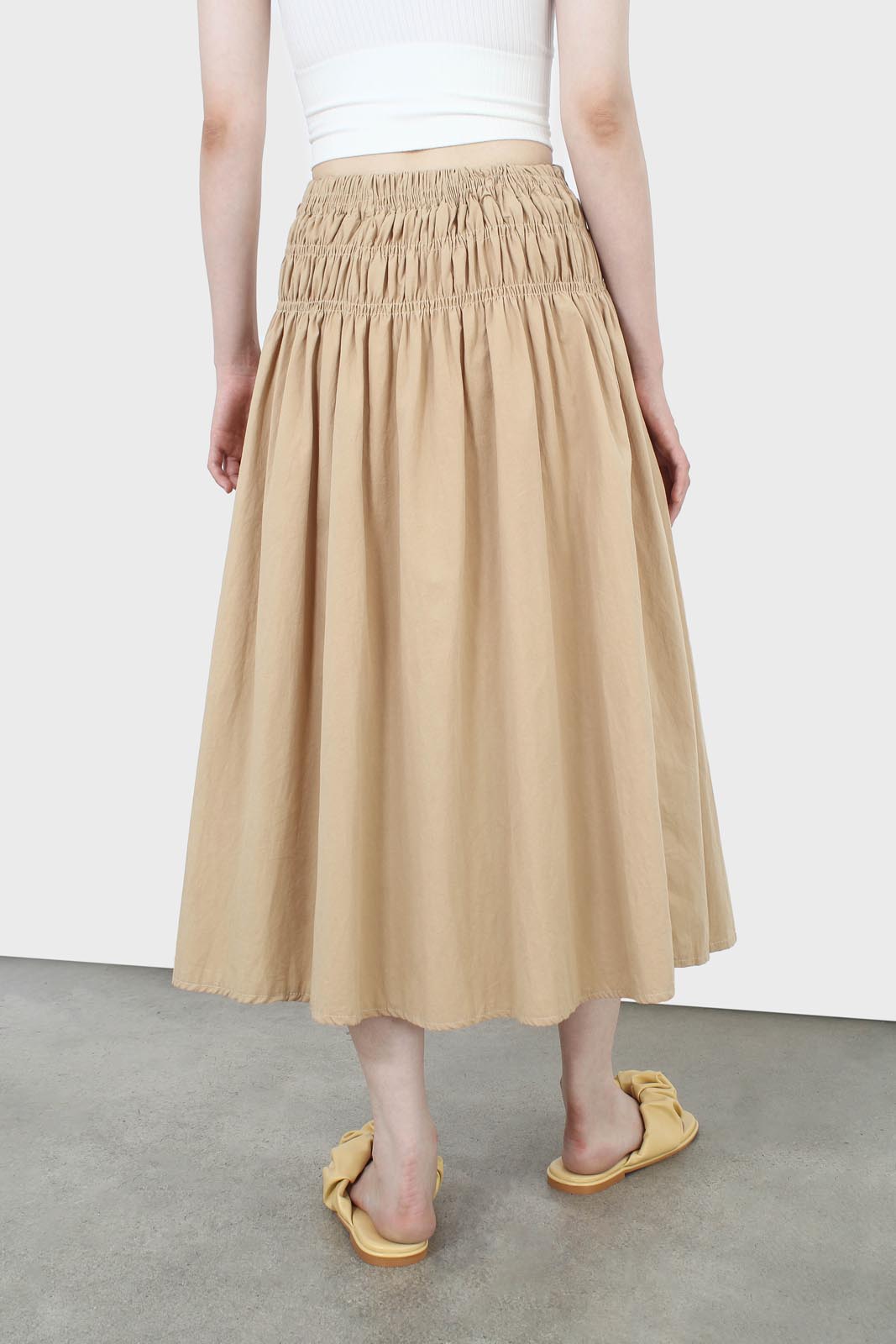 Dark beige ruched waist skirt_3