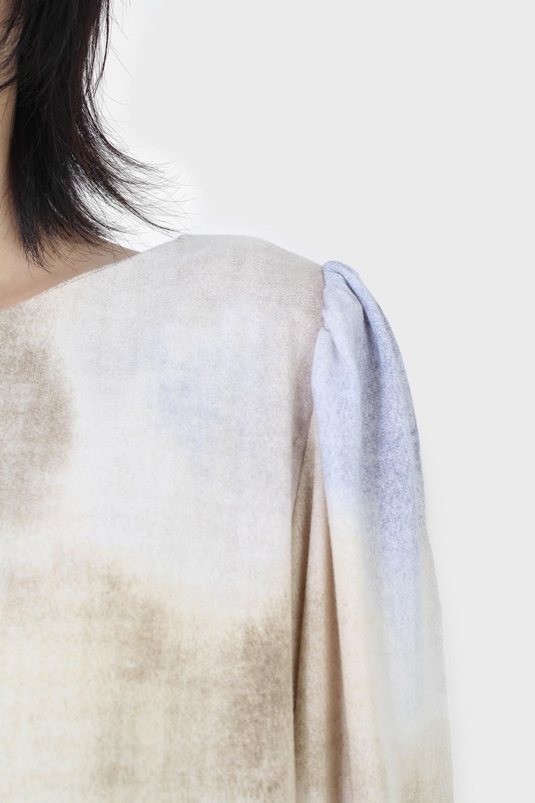 Beige and blue tie dye long sleeved top_4