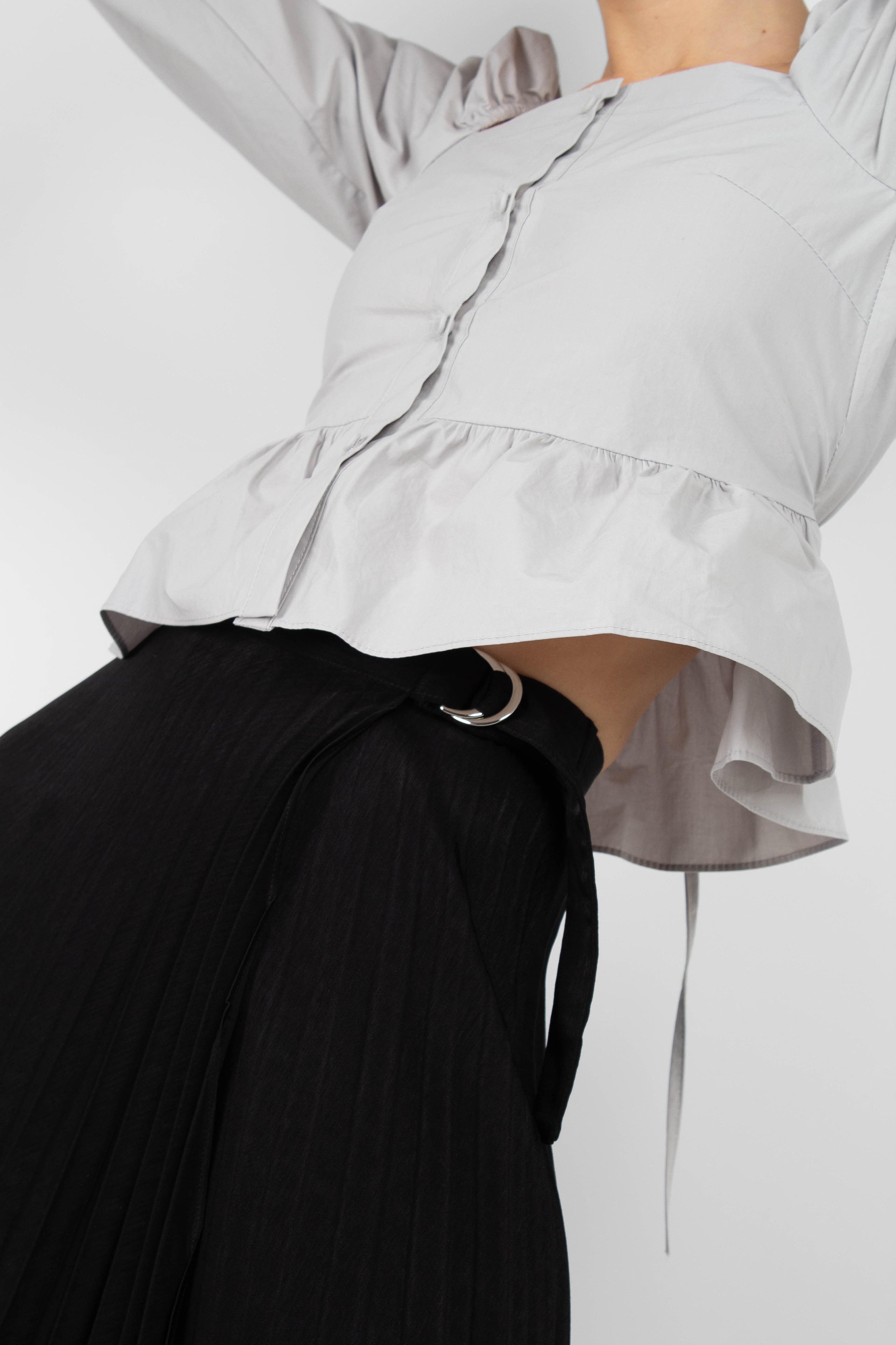 Pale blue off shoulder cinch waist top_4