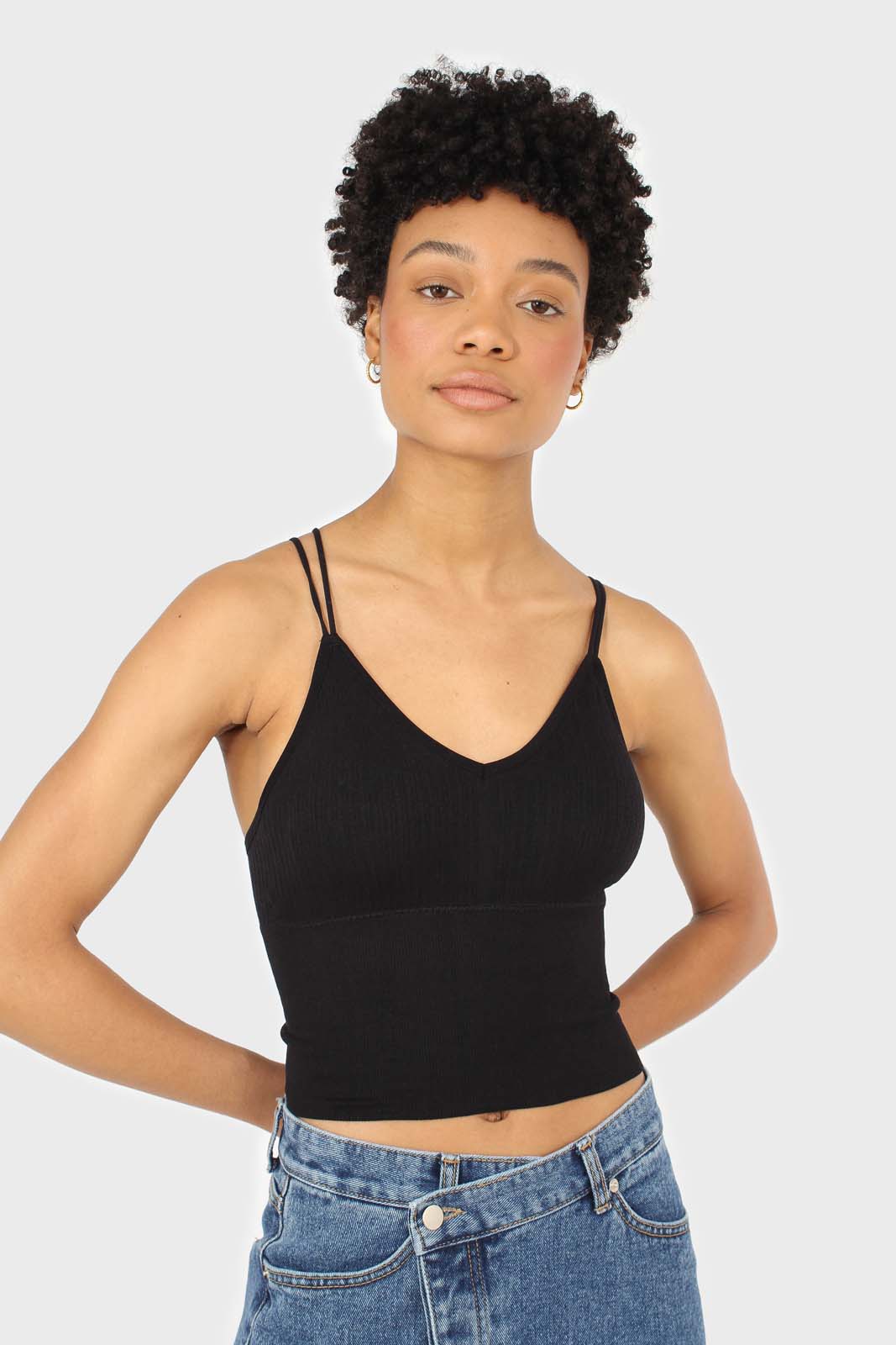 Black ribbed tank top_1