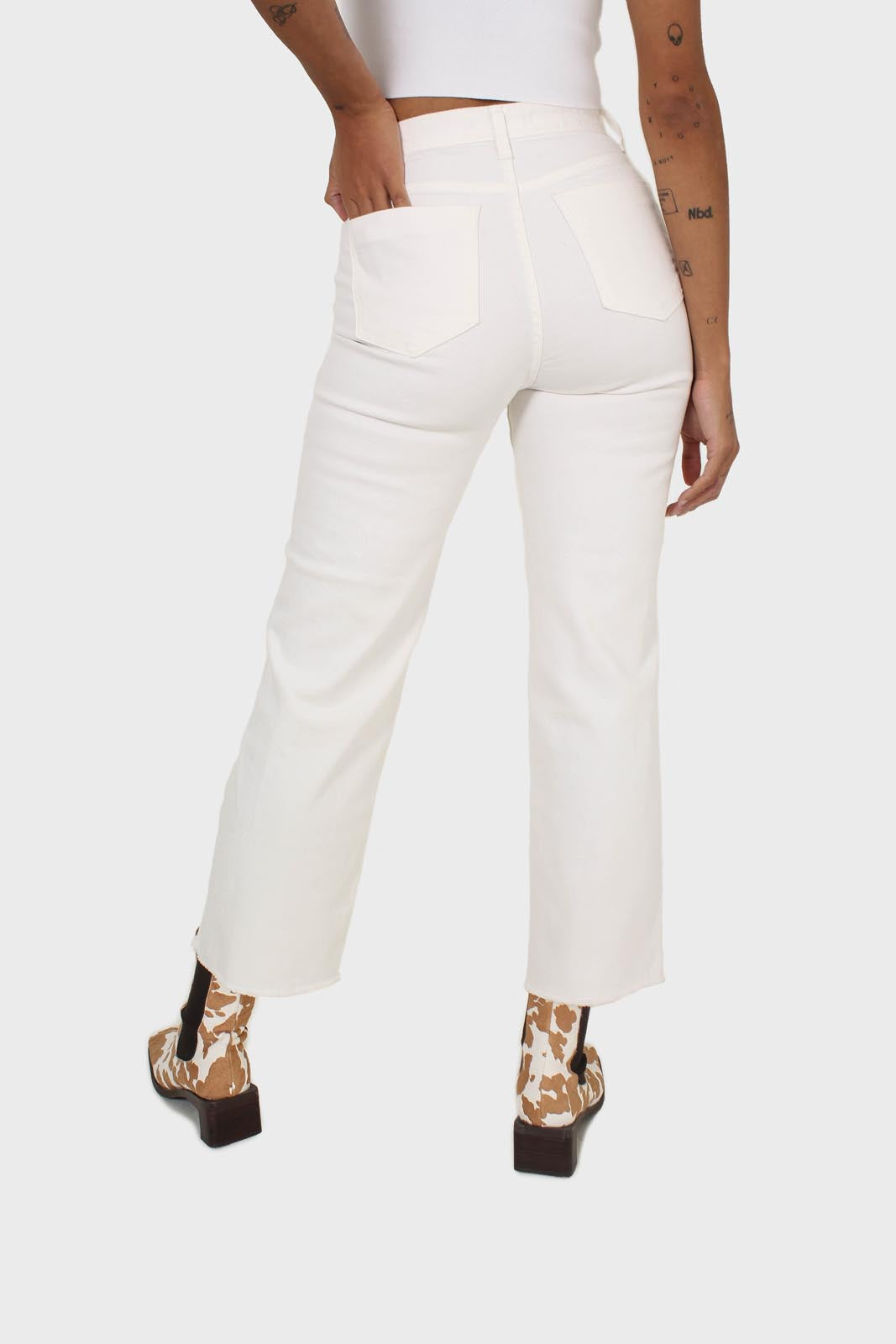 Ivory straight raw cut wide fit jeans - 839_1