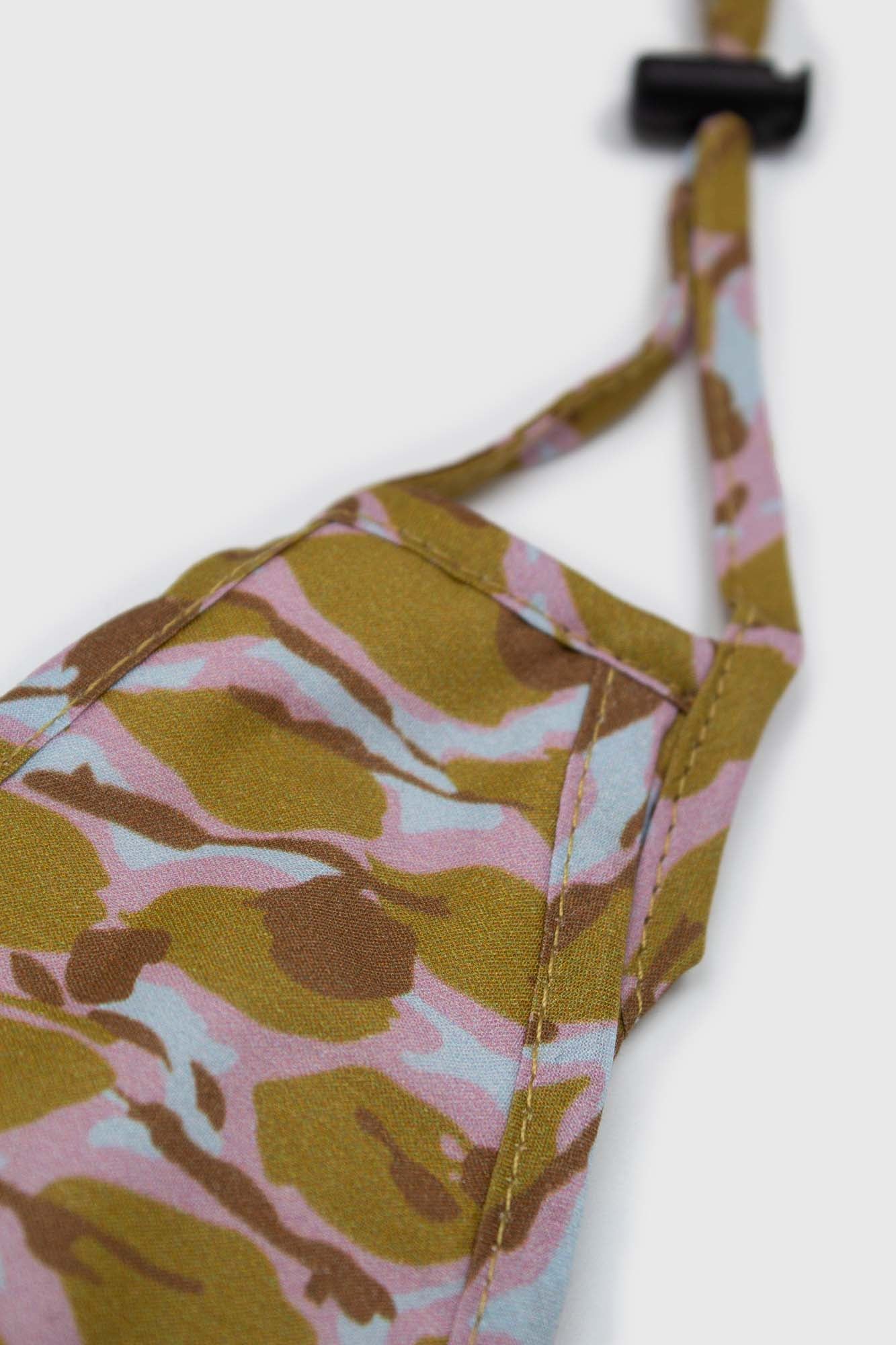 Mustard and pink abstract pattern face mask_1