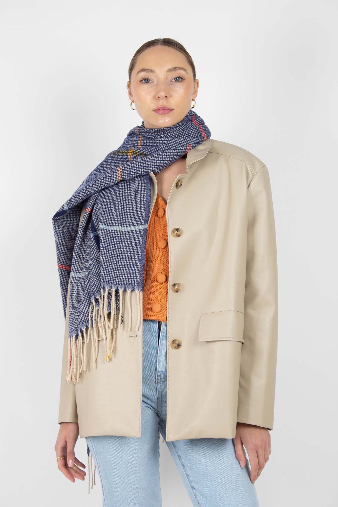 Orange fitted cableknit cardigan_7