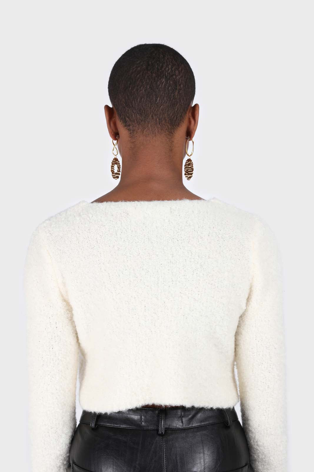 Ivory fuzzy double button cardigan_3
