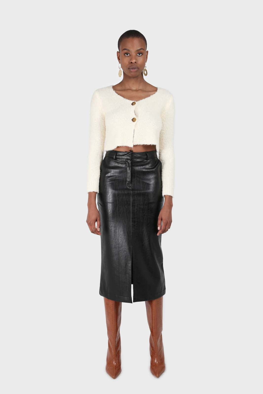 Ivory fuzzy double button cardigan_2