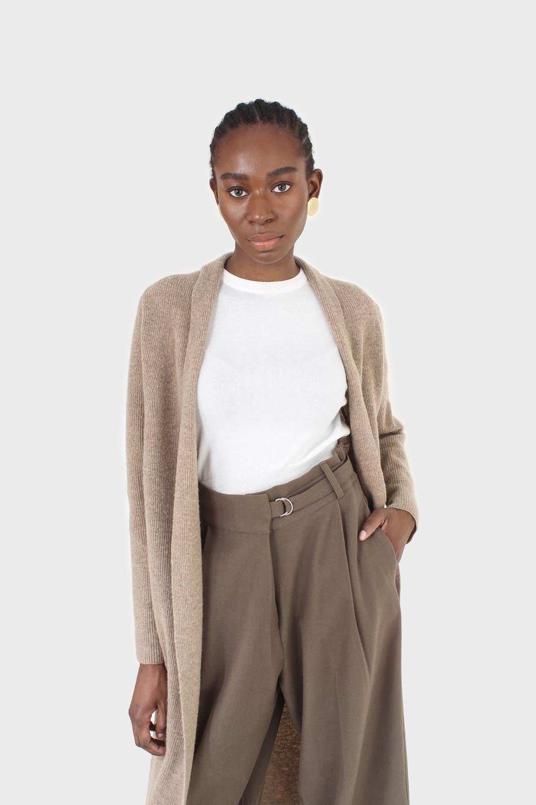 Beige cashmere-wool blend long cardigan_3