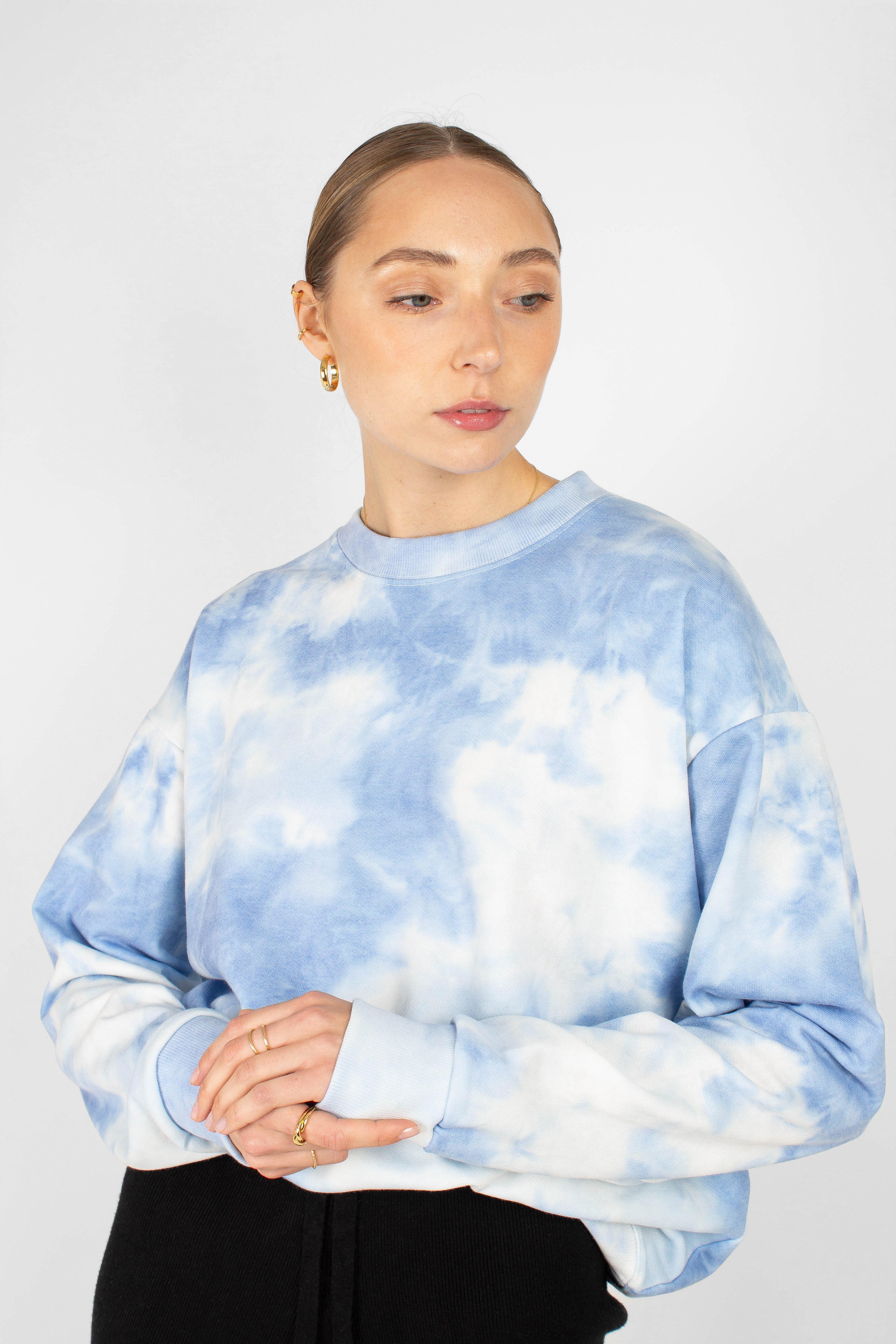 Blue tie dye loose fit sweatshirt_1