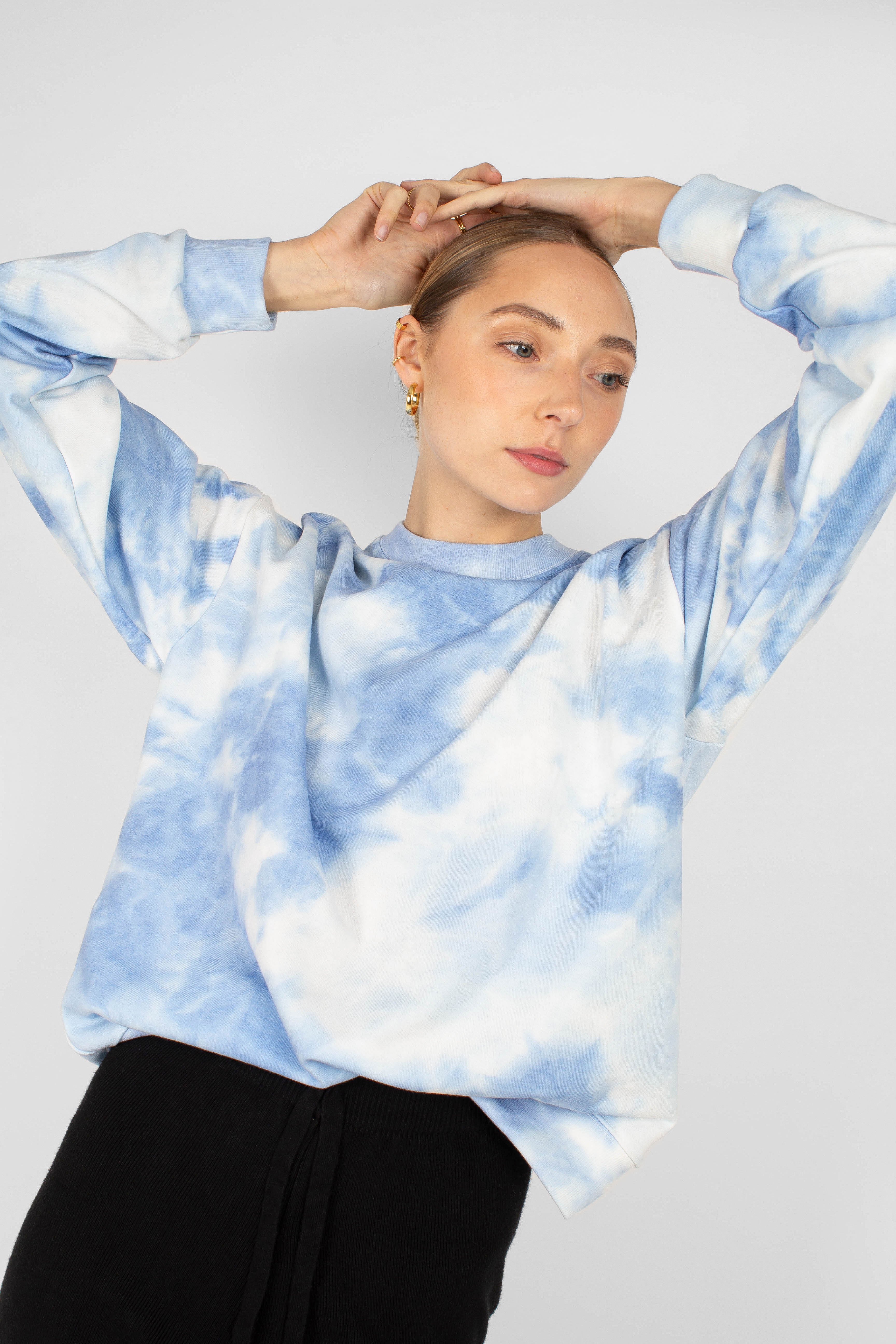 Blue tie dye loose fit sweatshirt_2