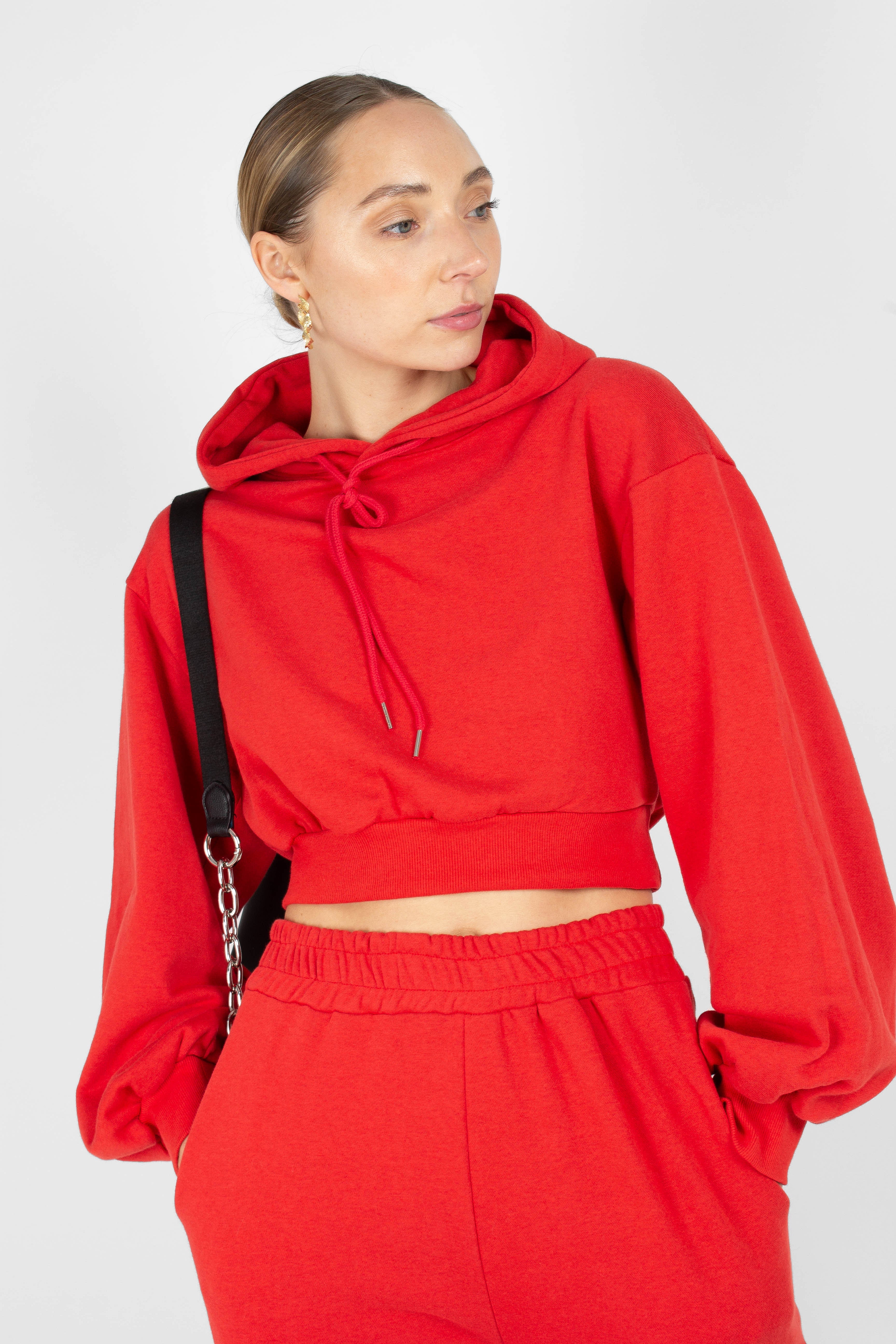 Red cropped hooded sweatshirt - set_2