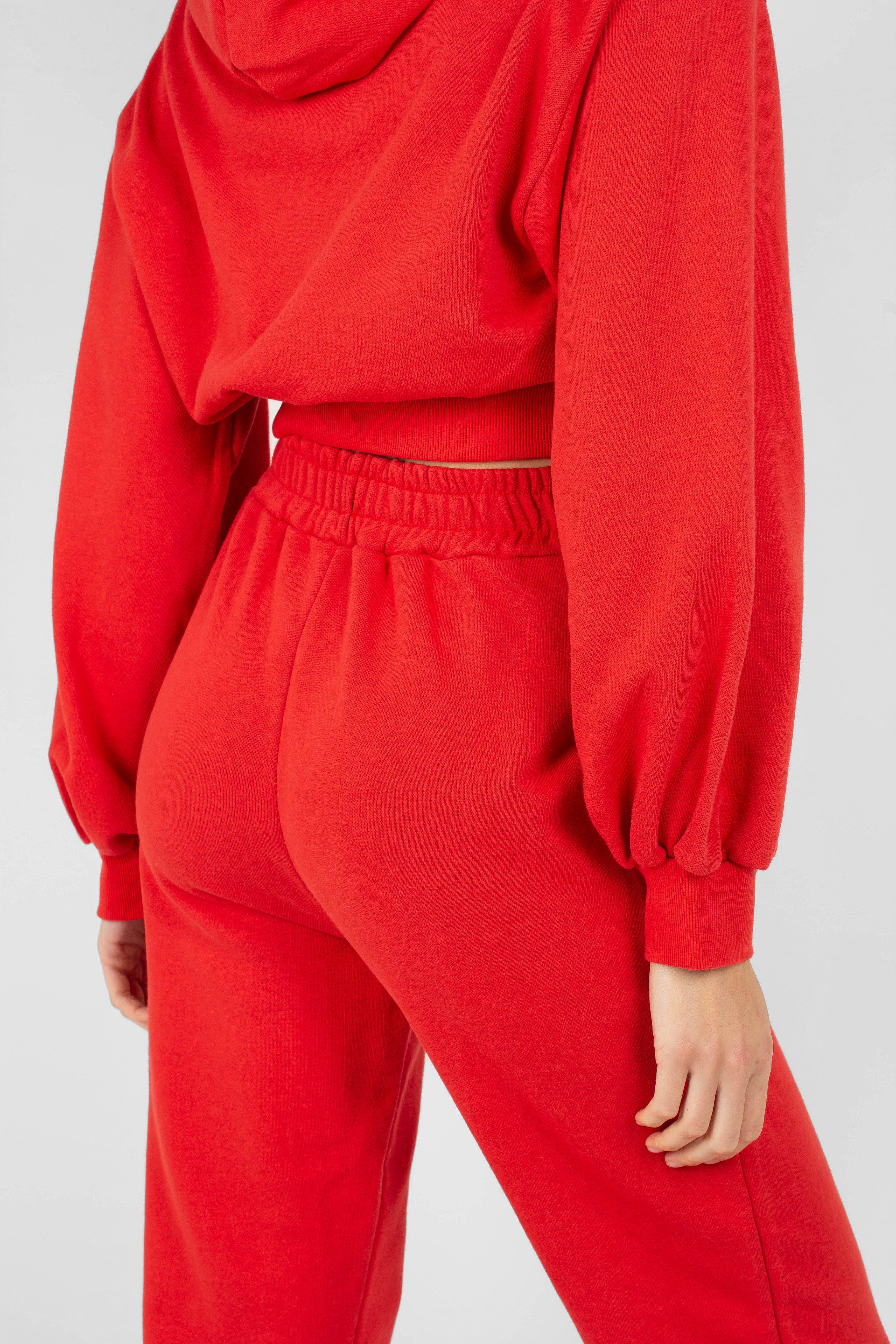 Red cropped hooded sweatshirt - set_5