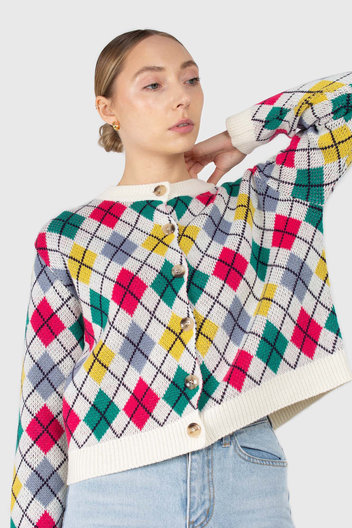 Ivory multi colored argyle cardigan_1