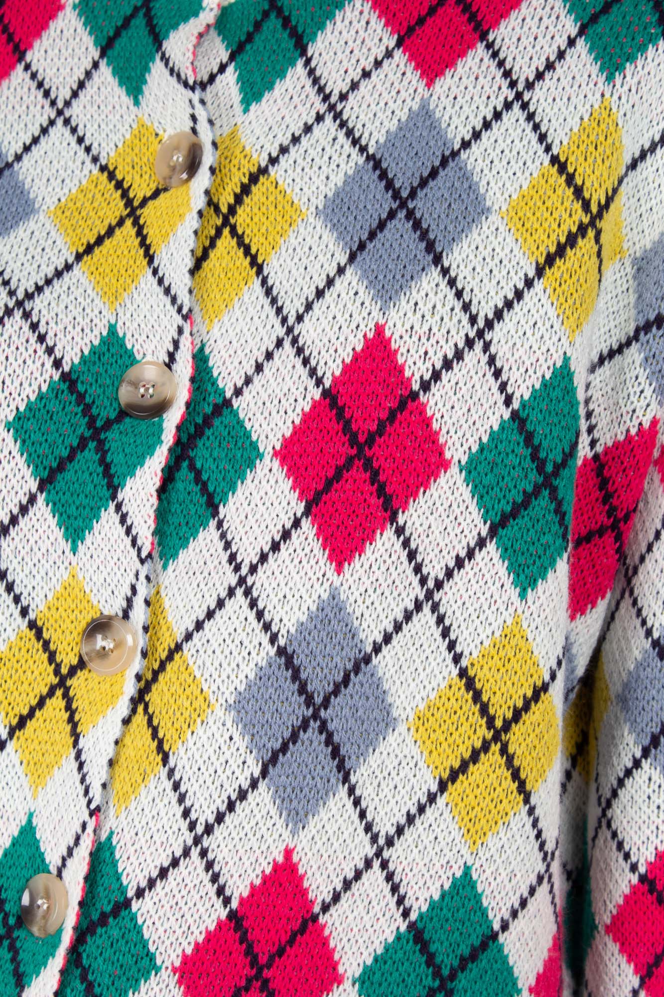 Ivory multi colored argyle cardigan_5
