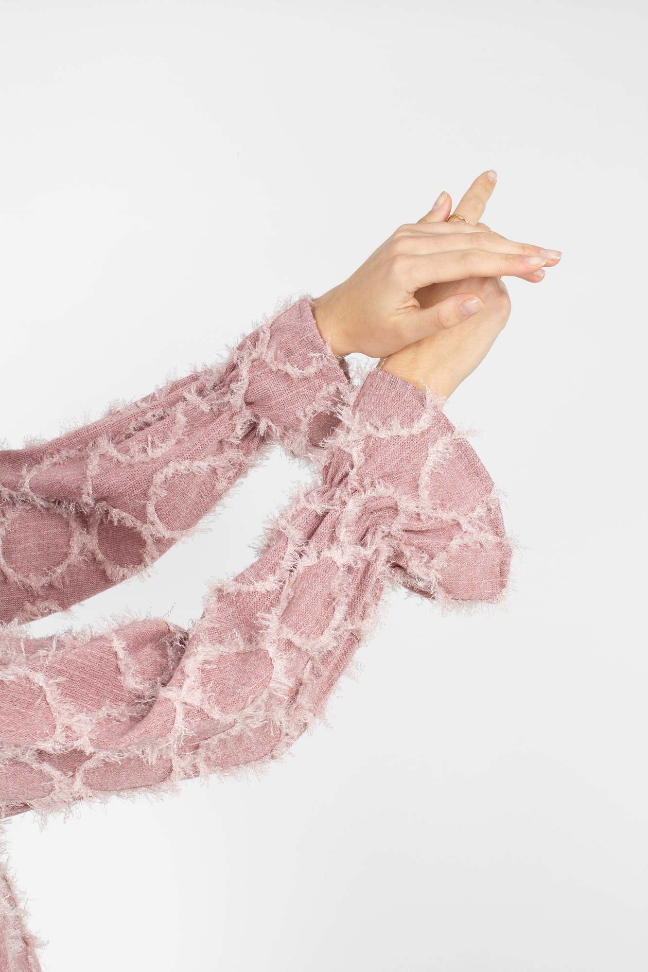 Pale pink cross tuft pattern blouse_7